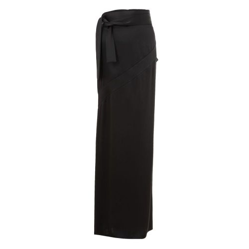 Satin Extra-Long Pencil Skirt — Black