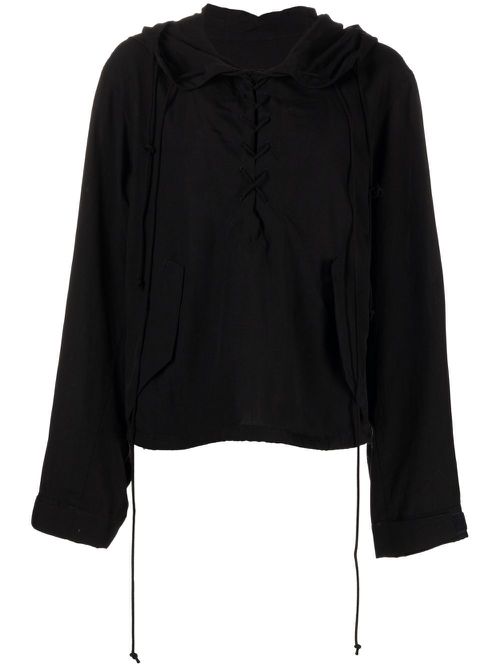 Lace-up hoodie - Black