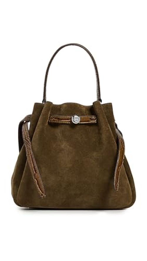 Tory Burch Women's Romy Suede Bucket Bag, Wild Olive, Green, One Size