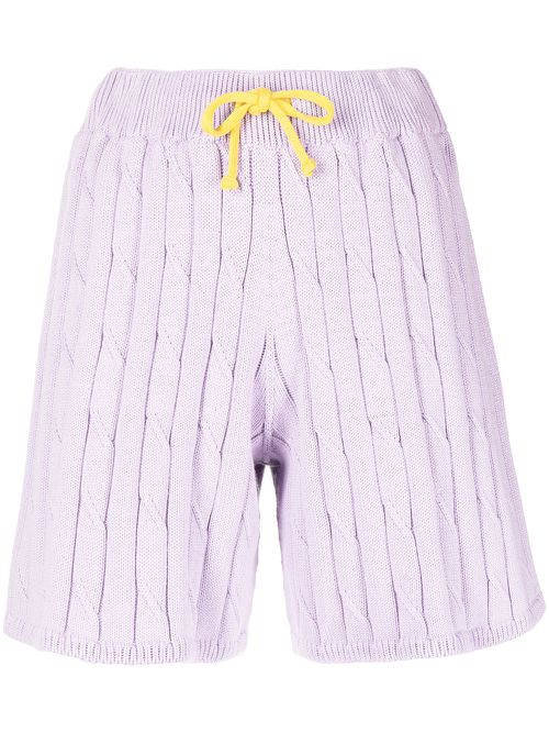 Cable-knit drawstring shorts - Purple