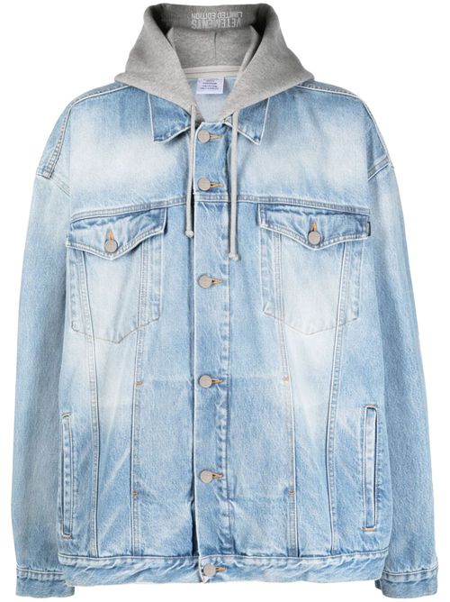 Oversized hooded denim jacket - Blue