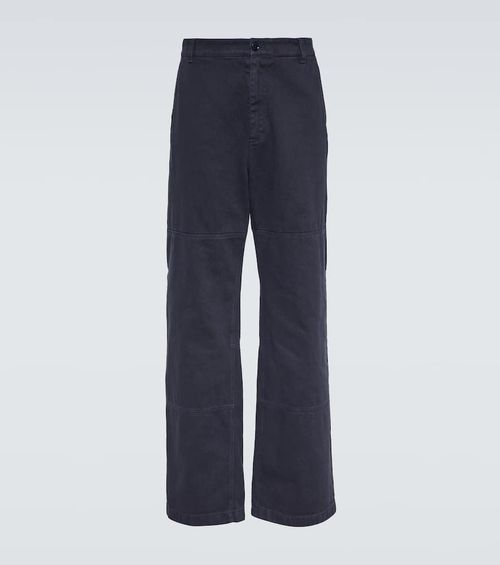 Mid-rise straight cotton pants