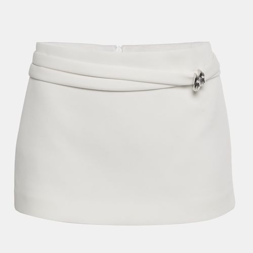 Chats By C. dam White Gabardine Waist-Detail Mini Skirt