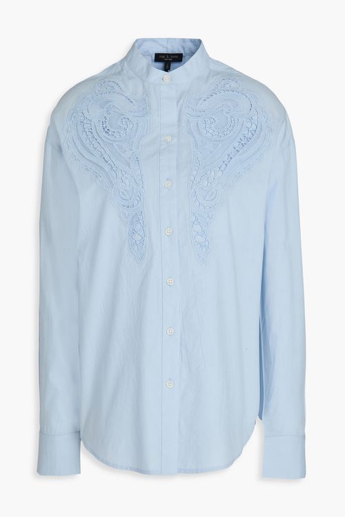Ainsley embroidered cotton shirt - Blue - XS