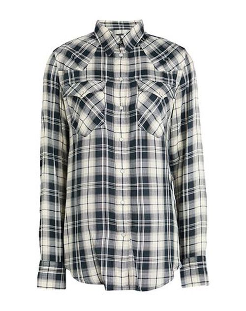 Slim Fit Plaid Herringbone Shirt Woman Shirt Black