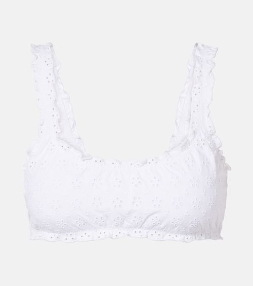 Broderie anglaise ruffled bikini top