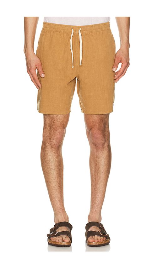 Rhythm Textured Linen Jam Short in Brown. 32. Also , 33