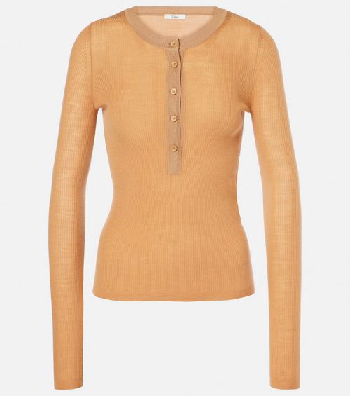 Chloé Ribbed-knit wool Henley shirt