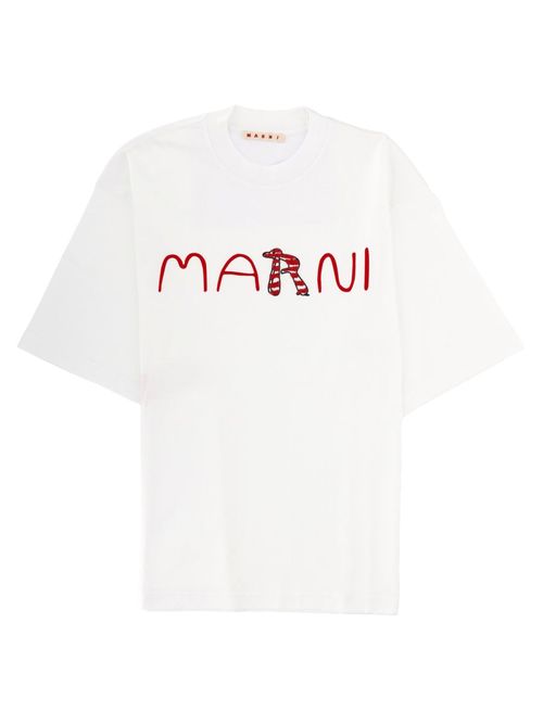 Cotton T-shirt with Flocked Animal Alphabet Logo