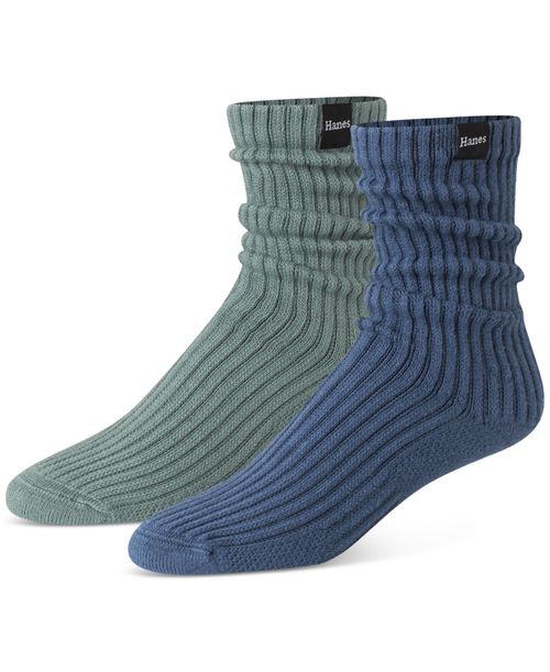 Men's Originals Premium SuperSoft Slouch Crew Socks, 2-Pack - New Wave Green, Wintergreen Dream, Eleva