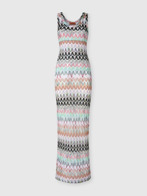 Missoni - Viscose and Cotton Lamé Gown with Lace Motif, Women, Green& Brown