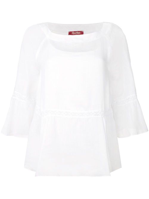 Broderie anglaise trim blouse - White
