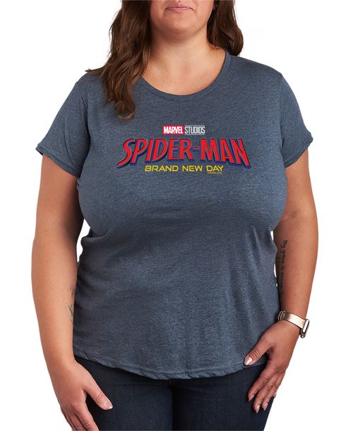Plus Size Spider-Man Brand New Day Logo Graphic T-Shirt - Heather Blue