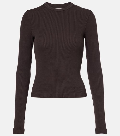 Pilar waffle-knit cropped cotton top
