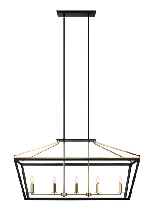 Mavonshire 5-Light Chandelier in Black with Aged Gold Bra