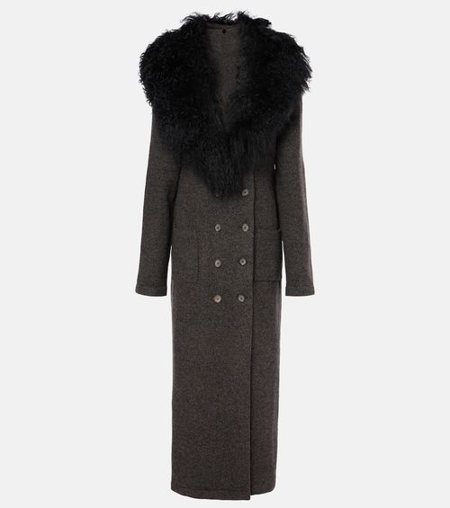 Shearling-trimmed cashmere coat