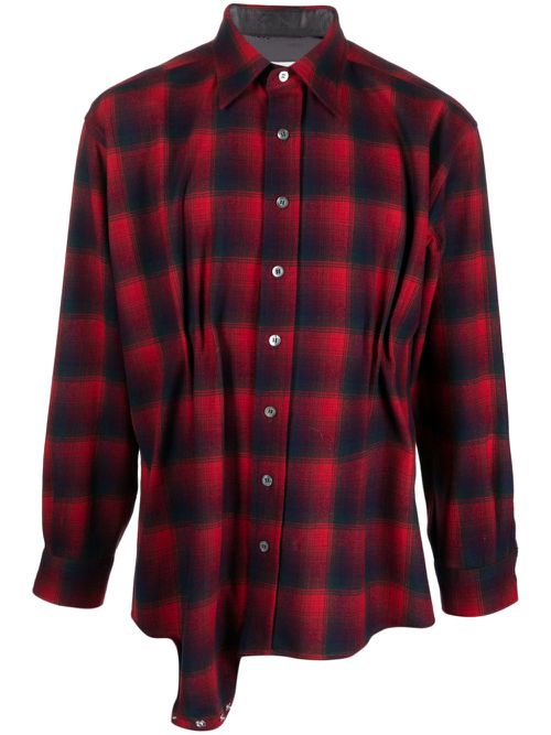 X Pendleton checked wool playsuit shirt - Red