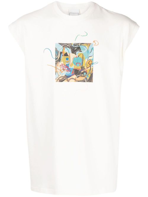 Graphic-print sleeveless T-shirt - White
