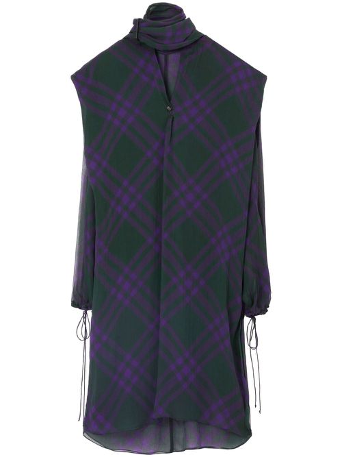 Check-pattern silk blouse - Purple