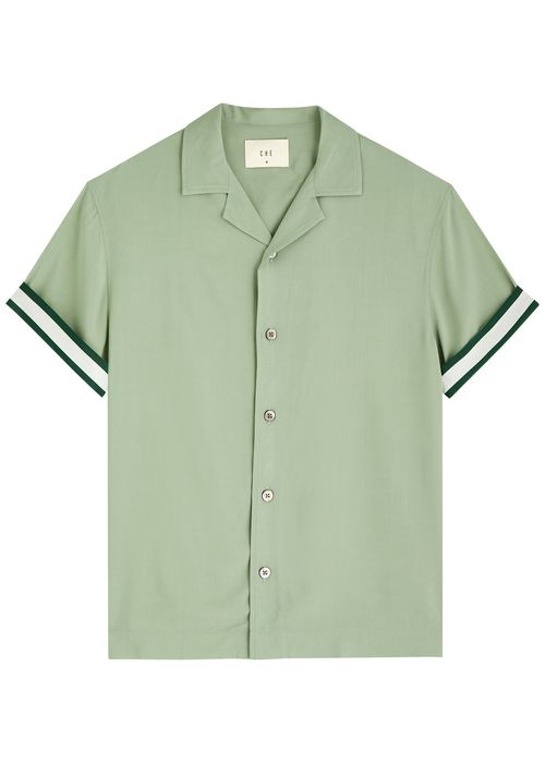 CHÉ 남성 Valbonne Stripe-trimmed Shirt - Green - S 4219336