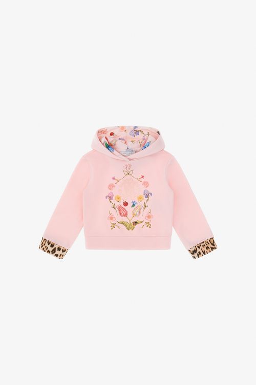 Sweatshirt With Flowers, Fruits And Jaguar Skin Print
