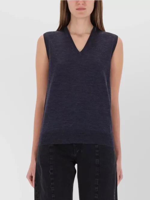 Maison Margiela - sleeveless v-neck top ribbed he