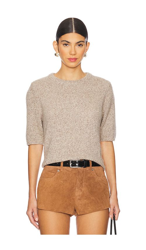 W. Cashmere Brenda Short Sleeve Pullover in Brown. S. Also in
