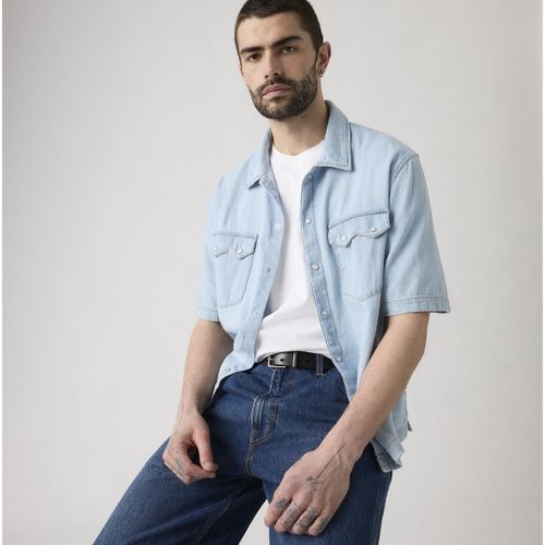 Short-Sleeve Boxy Western Shirt Chambray