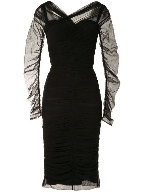 Ruched midi dress - Black