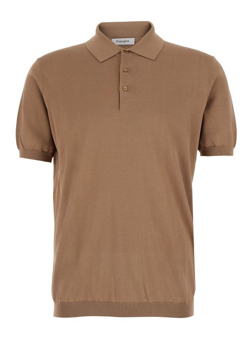 Polo M/m F.16gg - Beige Polo With Ribbed Collar And Short Sleeves - Cotton - Men