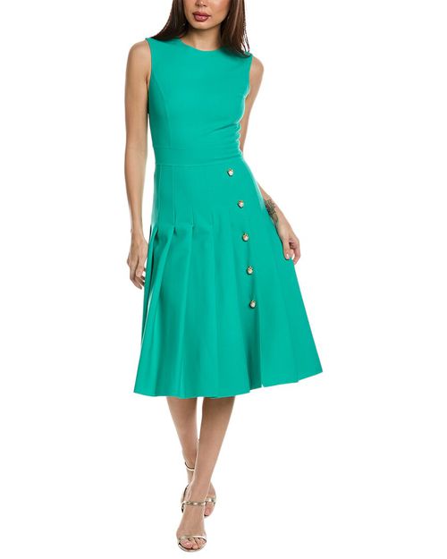 Pleated Wool-Blend A-Line Dress