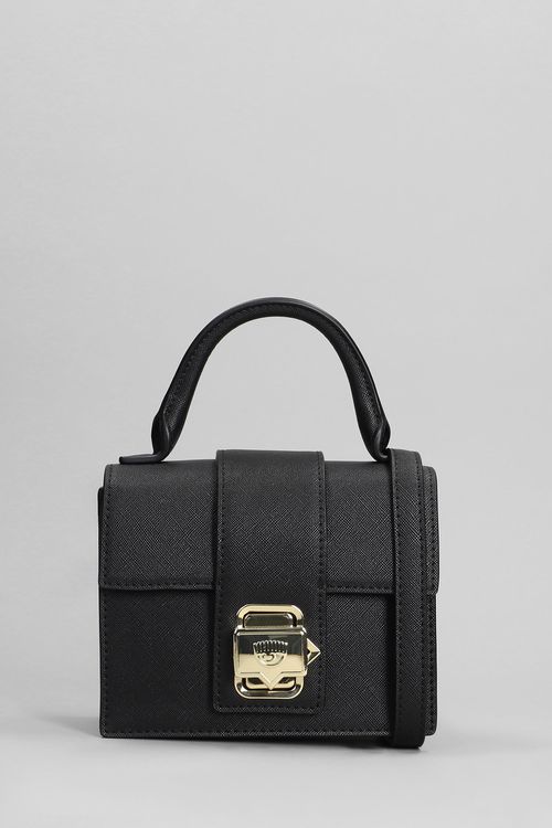 Hand Bag In Black Faux Leather