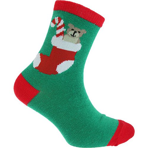 FLOSO Childrens Unisex Childrens/Kids Christmas Socks (Green Bear) - Size UK 12.5 Kids