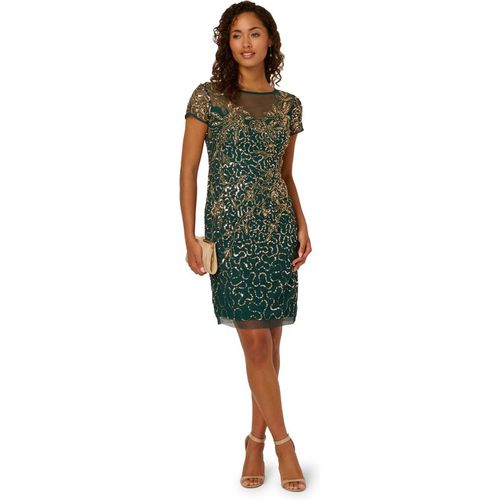 Adrianna Papell Womens Beaded Sheath Dress - Green