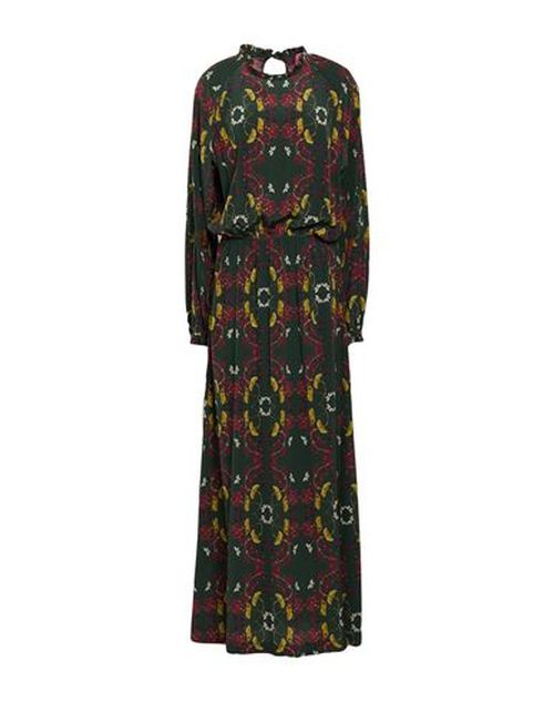 Woman Maxi dress Dark green Size L Silk