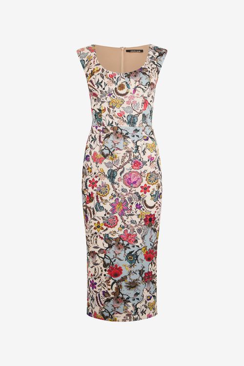 Sheath Dress With Florentine Flowers Print