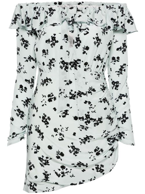 Rose-print silk minidress - Blue