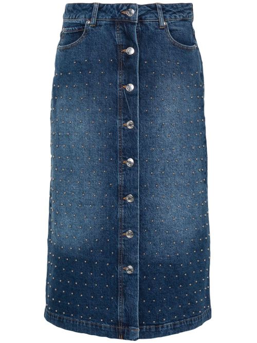 Lally stud-embellished denim skirt - Blue