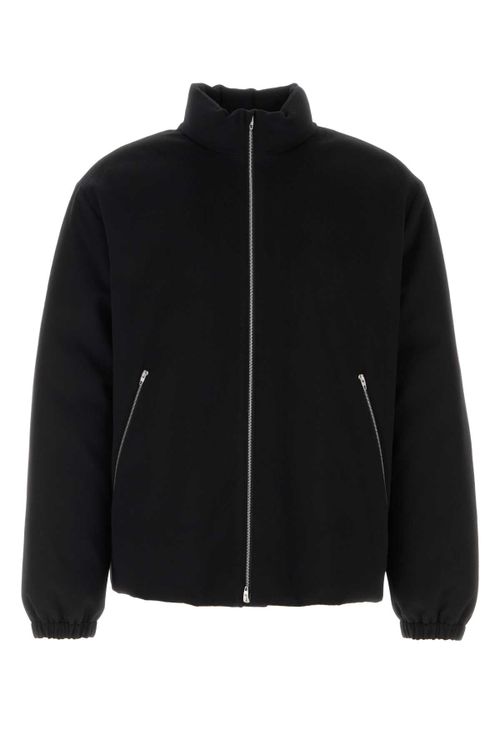 Wool-Shell Down-Padded Down Jacket — Black