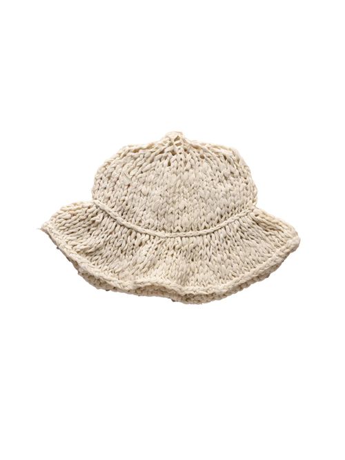 Beige Wide Floppy Brim Cotton Knit Hat
