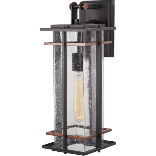 San Marcos 18" Outdoor Wall Light in Black with Antique Copper Accent