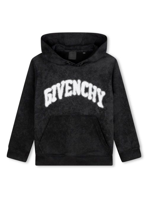 Acid wash-print hoodie - Black