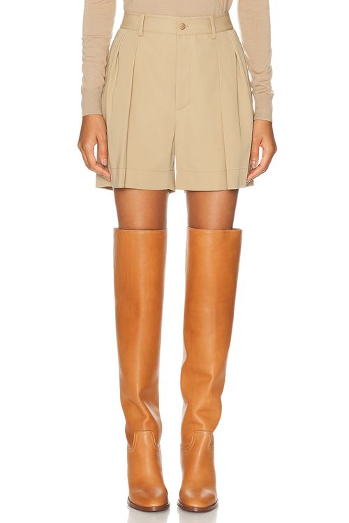 Ralph Lauren Collection Sherri Wool Gabardine Short in Tan - Brown.  6 also in