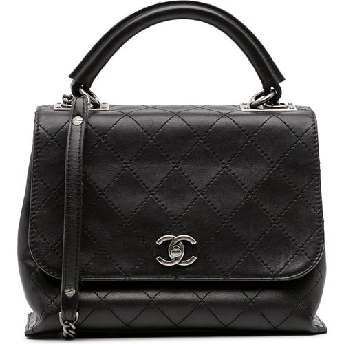 Chanel Pre-owned Womens Coco Handle Flap Bag Quilted Leather - Black - One