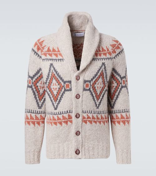 Jacquard wool-blend cardigan
