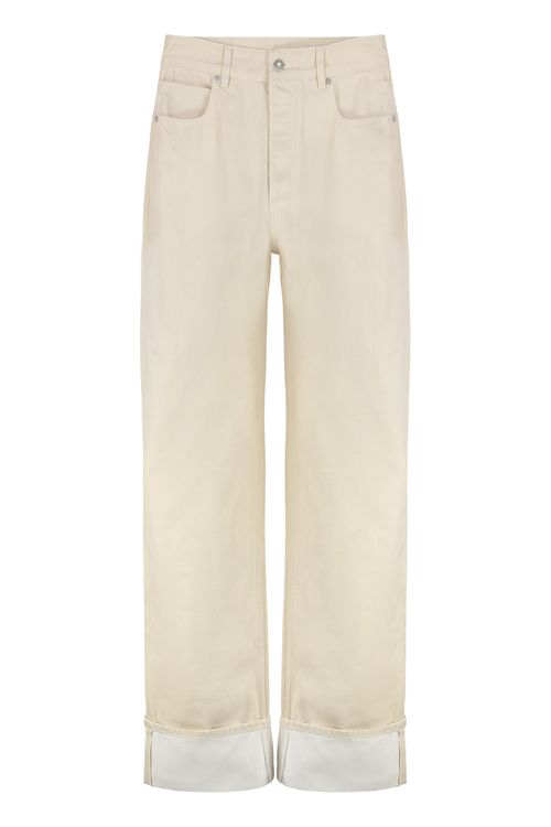 Wide-Leg Jeans with Cuffs and Back Leather Tag