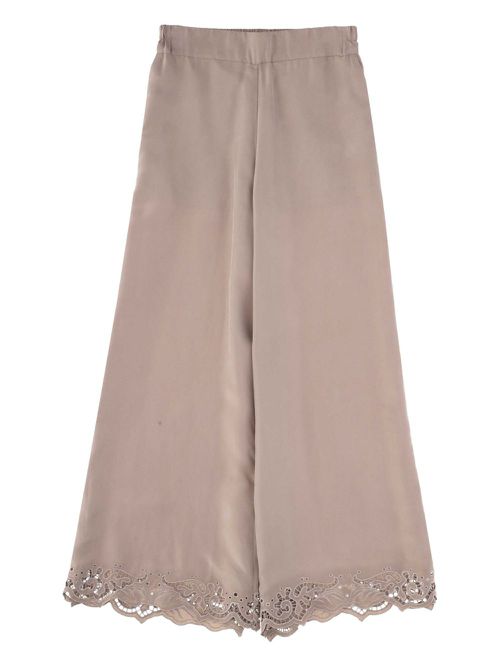 EMMA E GAIA lace-detailed trousers - Brown