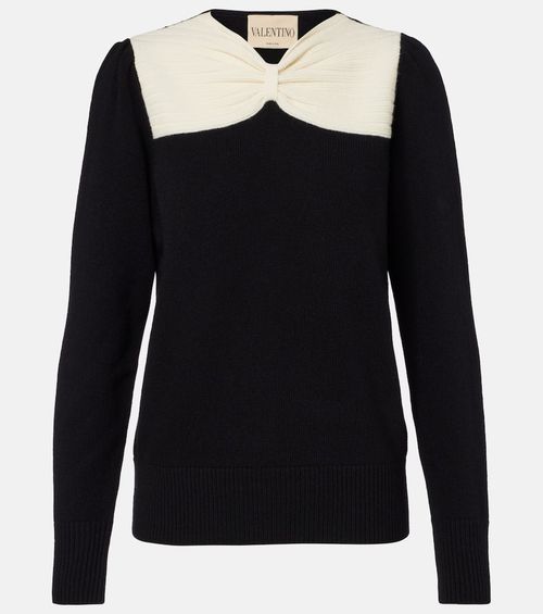 Bow-detail virgin wool sweater