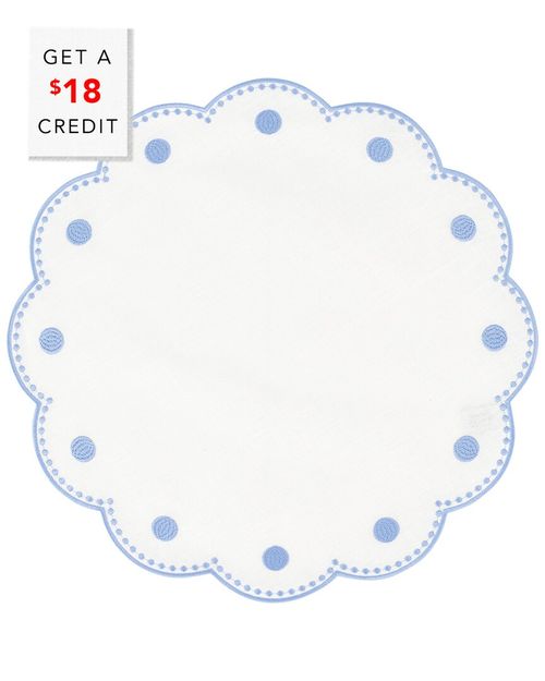 Set Of 4 Tessuti Round Placemats With Cornflower Blue Dots With $18 Credit