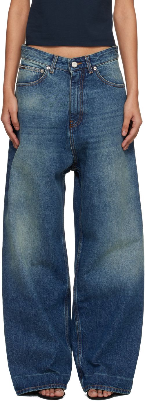Navy Washed Baggy Jeans
